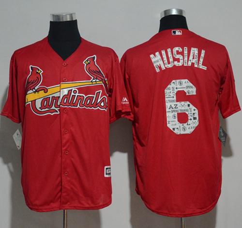 Cardinals #6 Stan Musial Red Spring Training Cool Base Stitched MLB Jersey